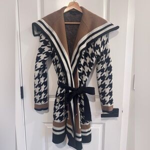 White House Black Market Statement Sweater Coat
 - Black, White, Brown
